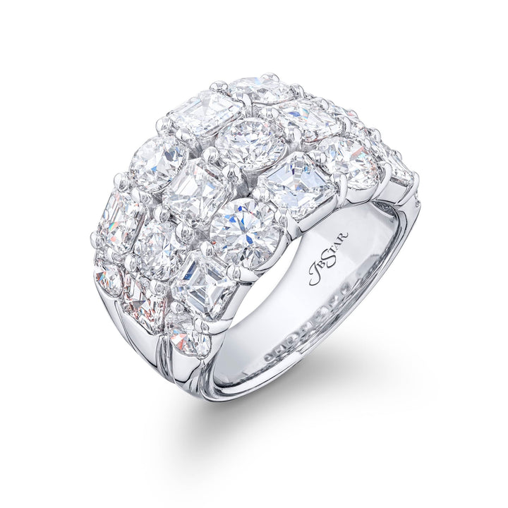 8.06ctw 3-row diamond band in platinum