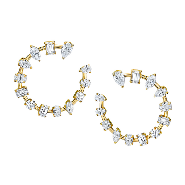 4.13ctw Alternating Diamond Hoop Earrings