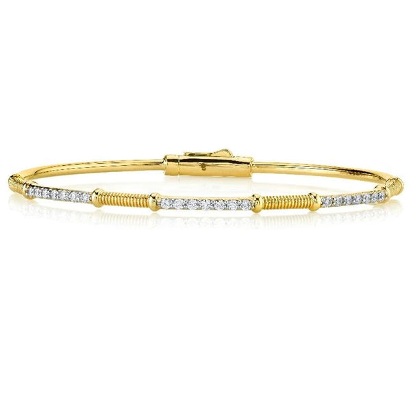 Diamond Bracelet with Gold Strie Stations