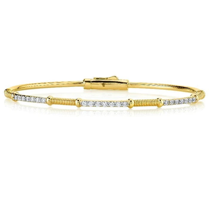 Diamond Bracelet with Gold Strie Stations