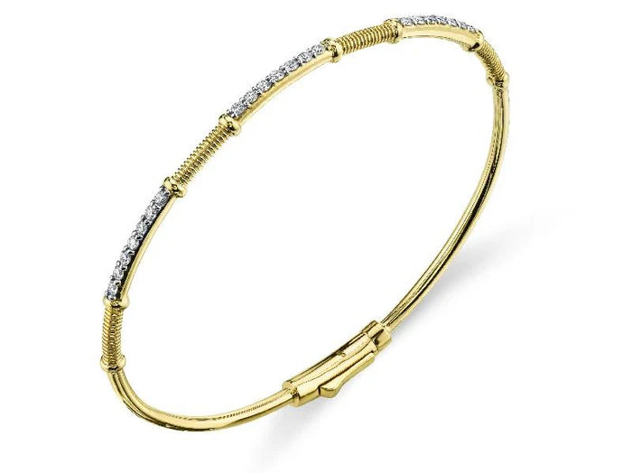 Diamond Bracelet with Gold Strie Stations