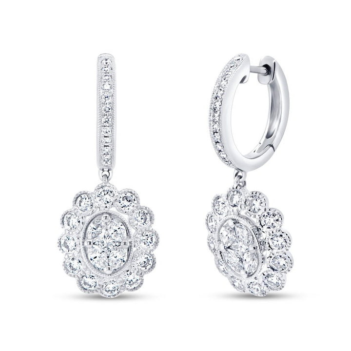 1.94ctw Diamond Cluster Drop Earrings