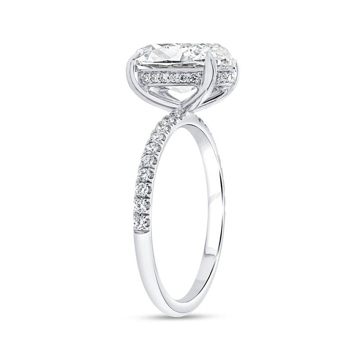 3.36 Under-Halo Oval Shaped Diamond Engagement Ring