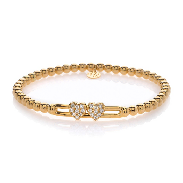 0.31ctw, 18K Yellow Gold Heart Tresore Stretch Bracelet