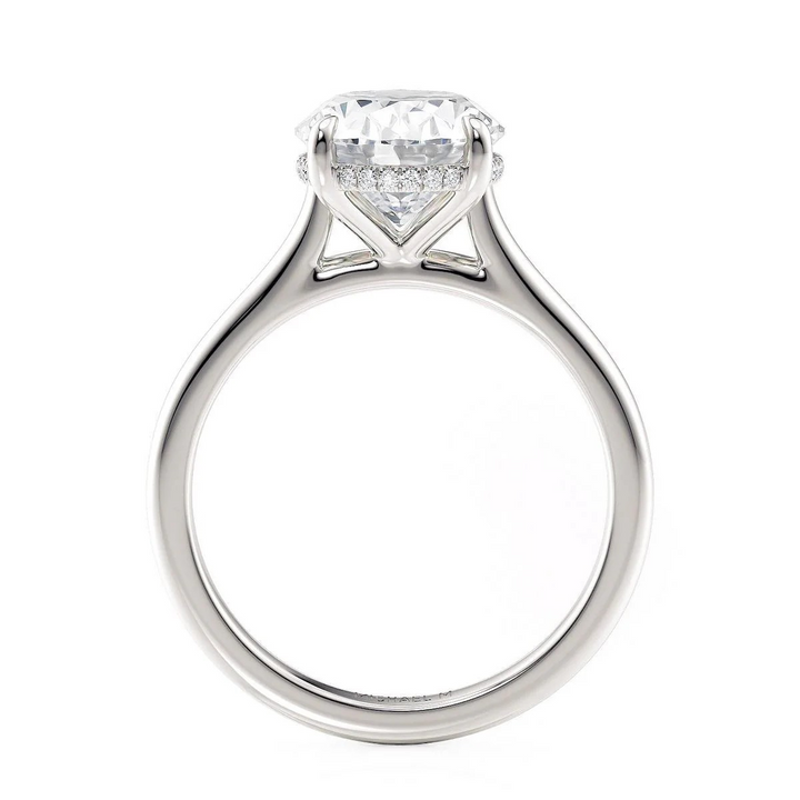 0.08ctw Oval-Cut Hidden Halo Diamond Solitaire