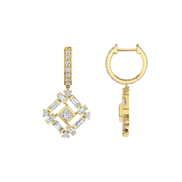 2.48ctw Diamond Montage Baguette Drop Earrings