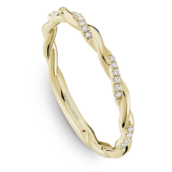 14K gold, 0.08 diamond twist wedding/stackable band