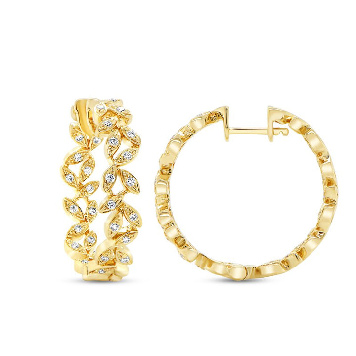 0.40ctw Diamond Floral Hoop Earrings