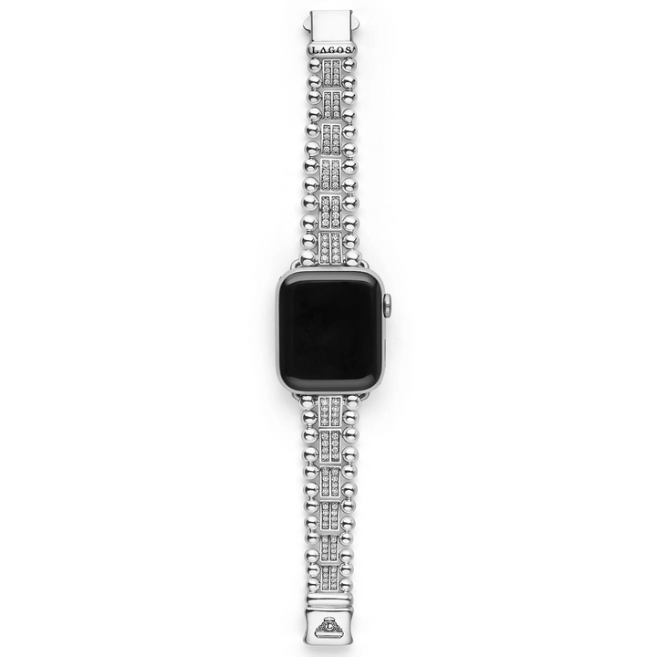 Sterling Silver Two-Row Diamond Watch Bracelet - 38-45mm