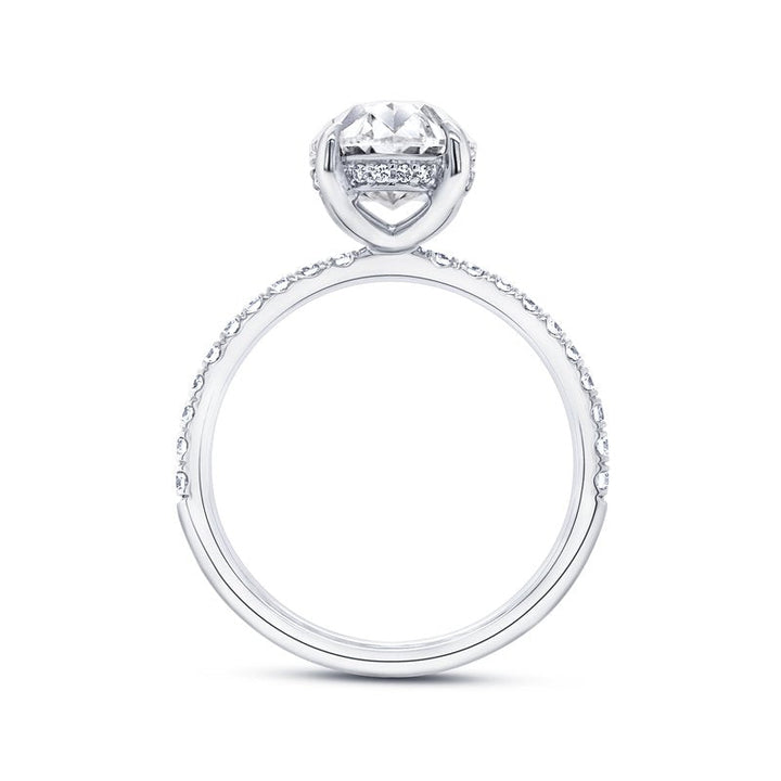3.36 Under-Halo Oval Shaped Diamond Engagement Ring