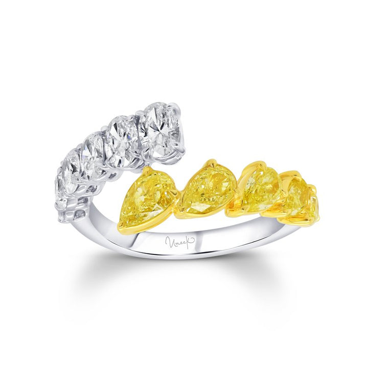2.43ctw White and Yellow Diamond Bypass Ring