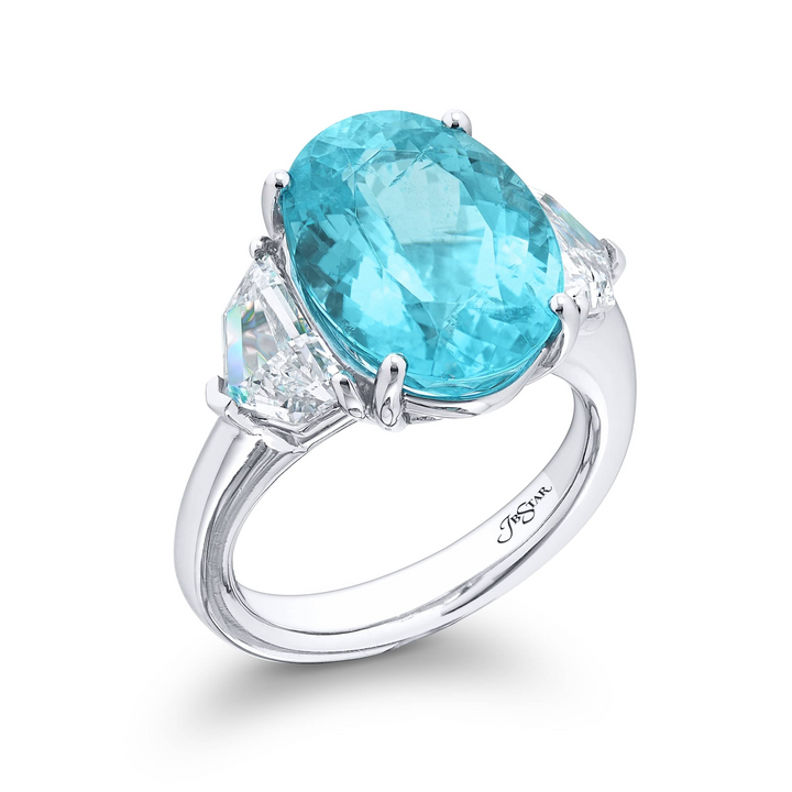 Paraiba and Diamond Platinum Ring