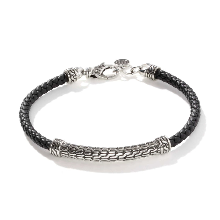 Classic Chain Station Bracelet with Leather