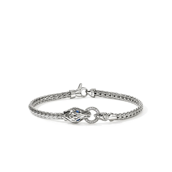 Sterling Silver, Blue Sapphires and Diamonds Naga Bracelet