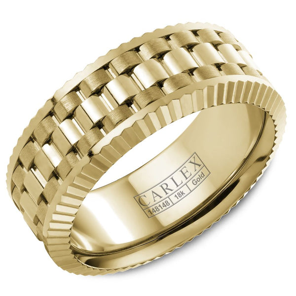 14K Yellow Gold Carved Band with Fluted Edge