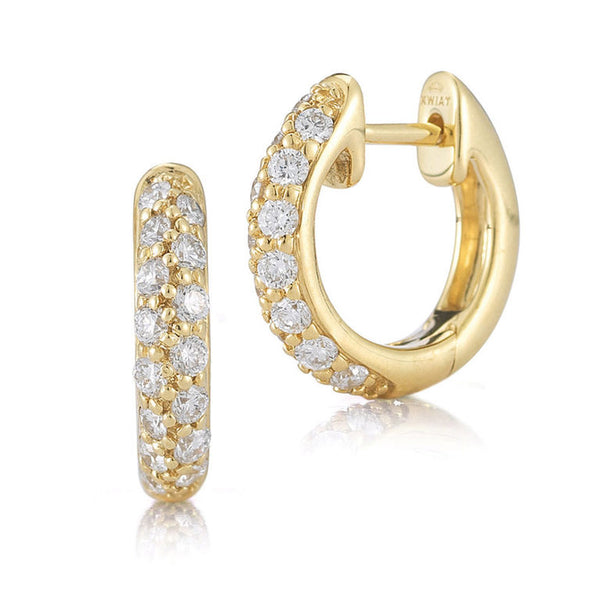 Petite Hoop Earrings with Pavé Diamonds