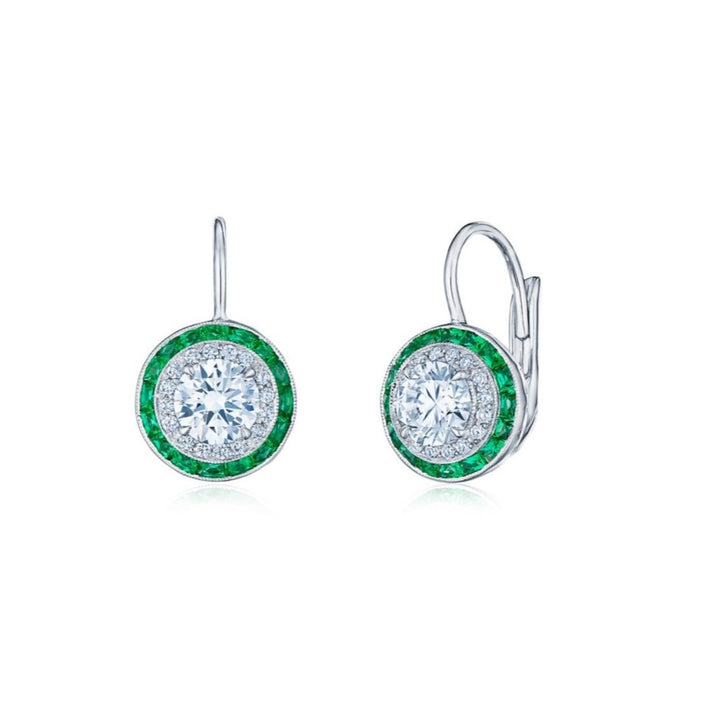 Drop Earrings with Diamonds and Emeralds