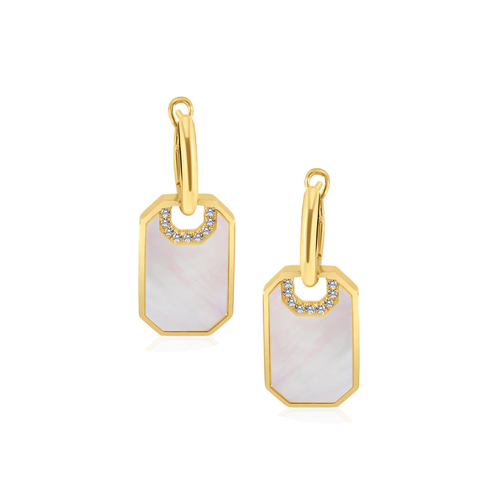 Diamond & Mother-of-Pearl Tag Drop Earrings