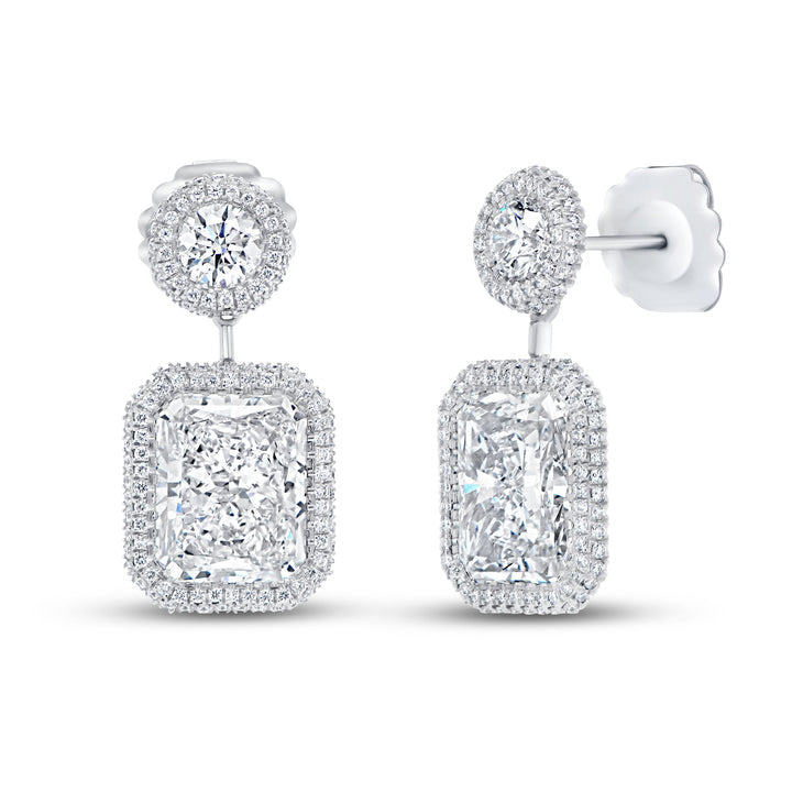 12.37ctw Radiant and Round Cut Diamond Drop Earrings