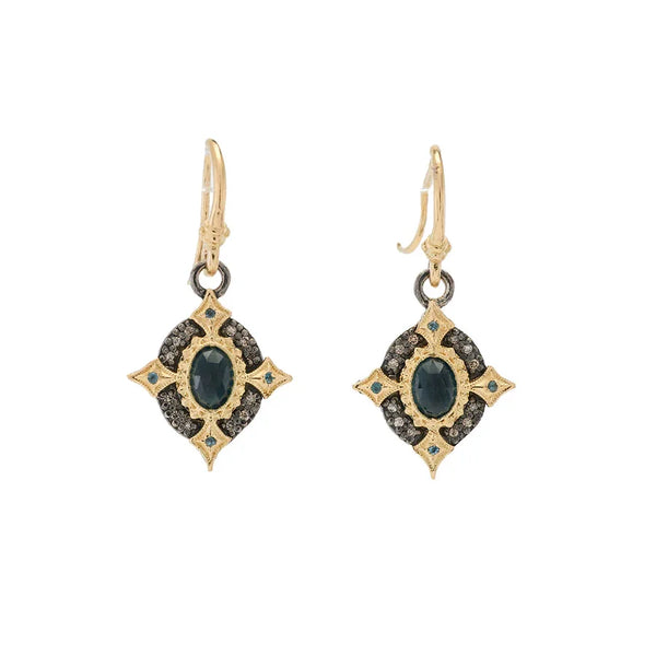 Gold & Sterling Silver London Blue Topaz Crivelli French Hook Earrings
