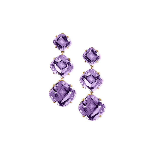 Amethyst Cushion Cascade Earrings
