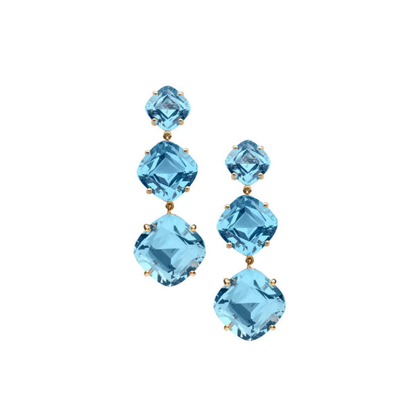 Blue Topaz Cushion Cascade Earrings