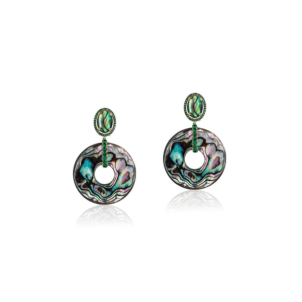Abalone & Tsavourite Drop Earrings