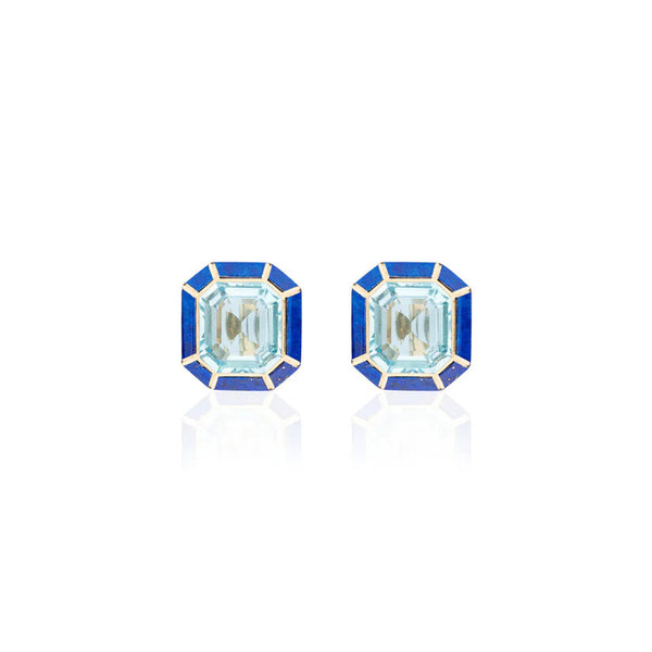 Blue Topaz & Lapis Stud Earrings