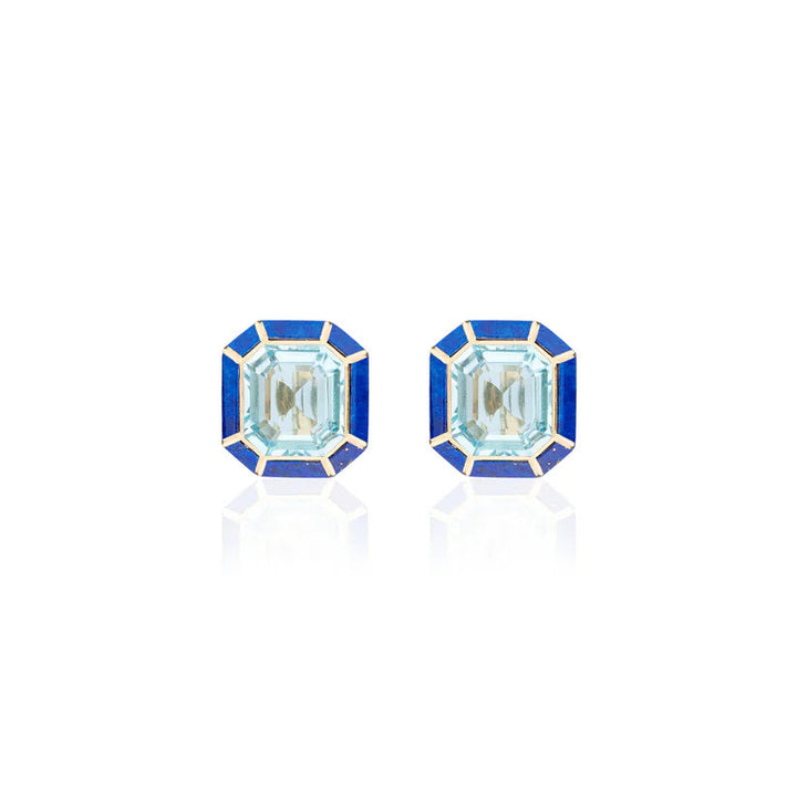 Blue Topaz & Lapis Stud Earrings