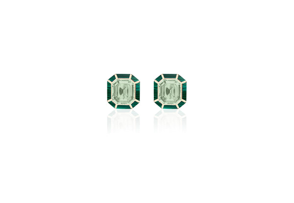 Prasiolite & Malachite Stud Earrings