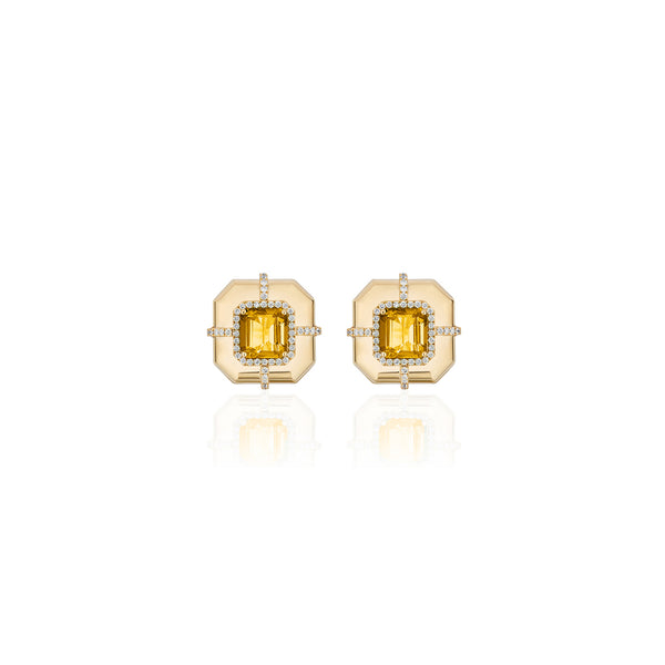 0.22ctw Diamond and Citrine Medallion Stud Earrings