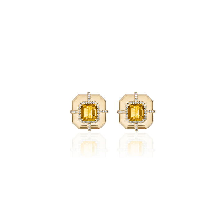 0.22ctw Diamond and Citrine Medallion Stud Earrings