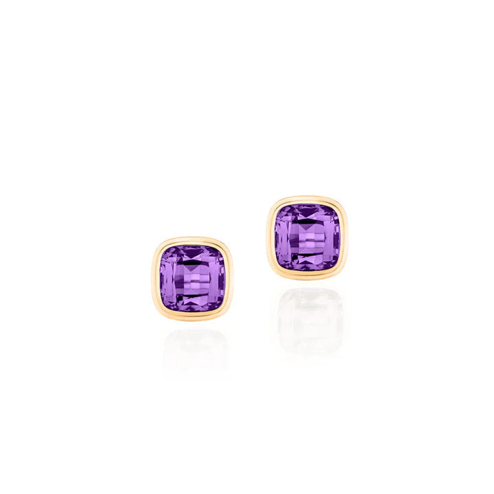 Amethyst Bezel Set Stud Earrings