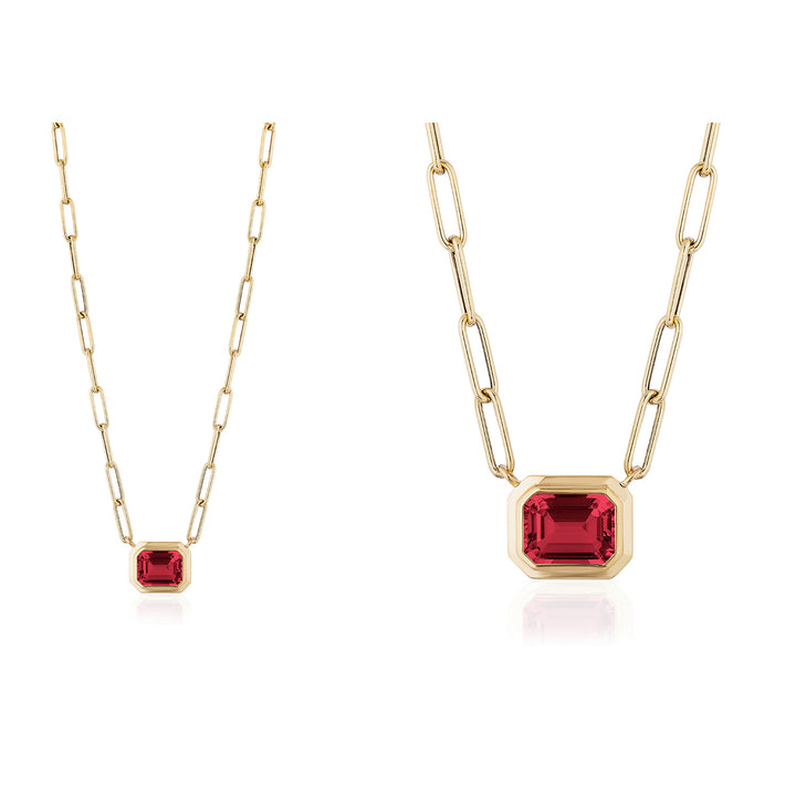 Garnet Emerald Cut East-West Pendant