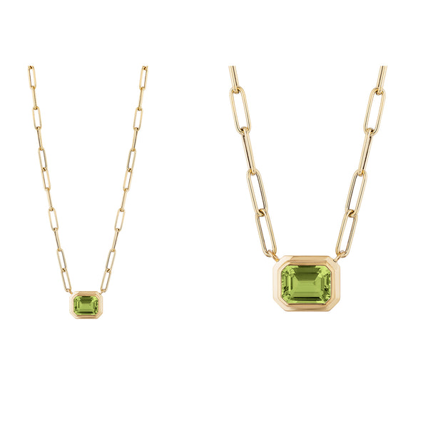 Peridot Emerald Cut East-West Pendant