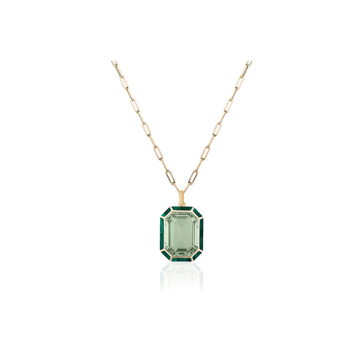 Blue Topaz Emerald Cut Bezel Set Pendant