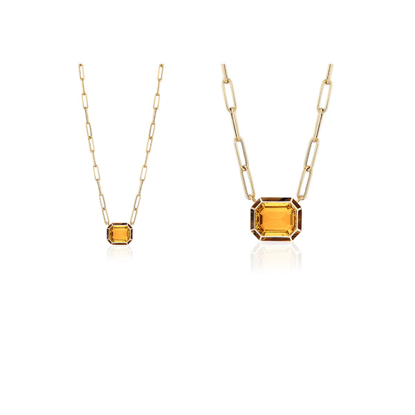 Citrine & Tiger's Eye Inlay Emerald Cut Pendant