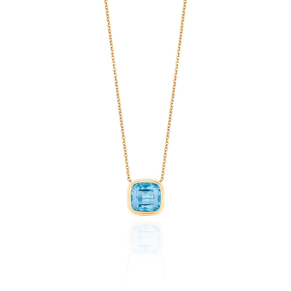 Small Blue Topaz Cushion Pendant