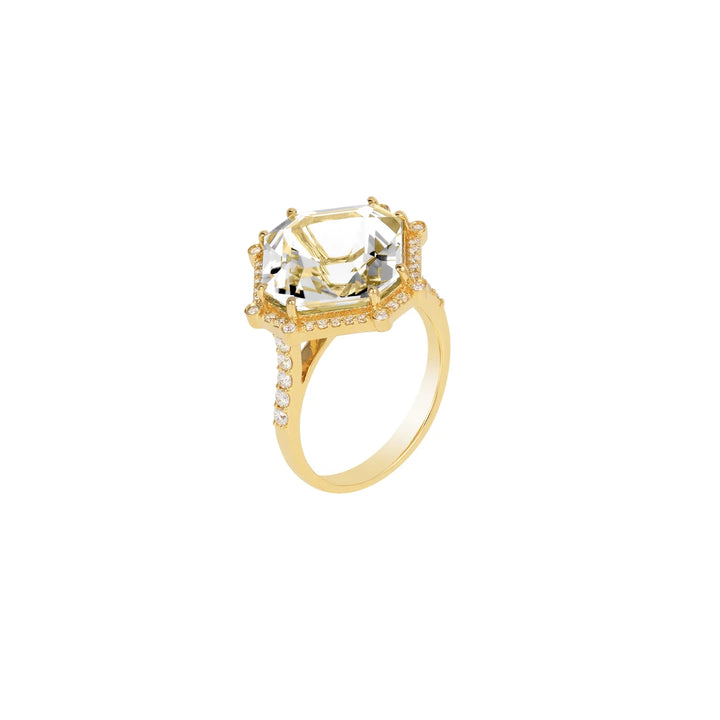 Octagonal Cocktail Ring with Diamonds