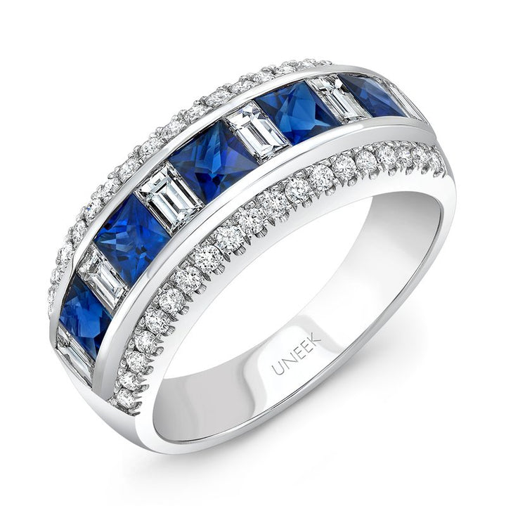 Blue Sapphire and 0.86ctw Diamond Fashion Ring