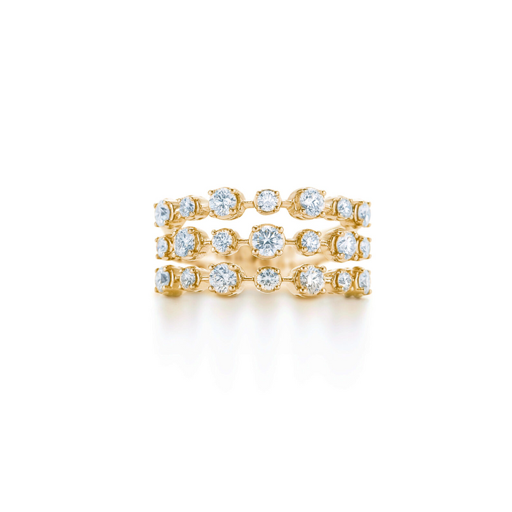 Three-Row Ring with Diamonds
