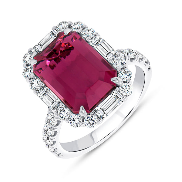 Emerald Cut Rubellite Ring