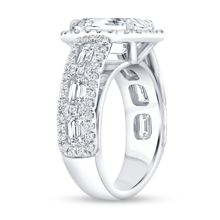 Halo Emerald Cut Diamond Engagement Ring