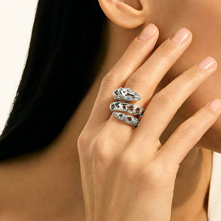 Sterling Silver Blue Sapphire Naga Ring