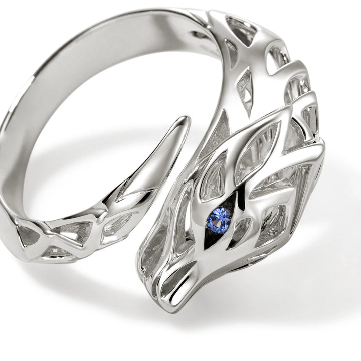 Sterling Silver Blue Sapphire Naga Ring