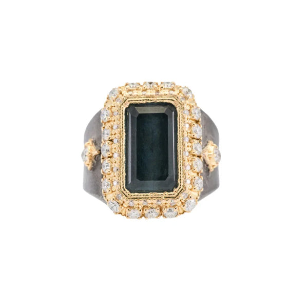 Gold & Sterling Silver London Blue Topaz Ring