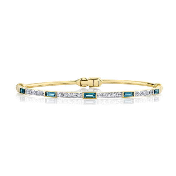 London Blue Topaz & Diamond Bangel Bracelet