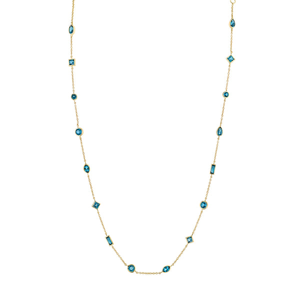 Bezel Set Mixed Shape London Blue Topaz Chain