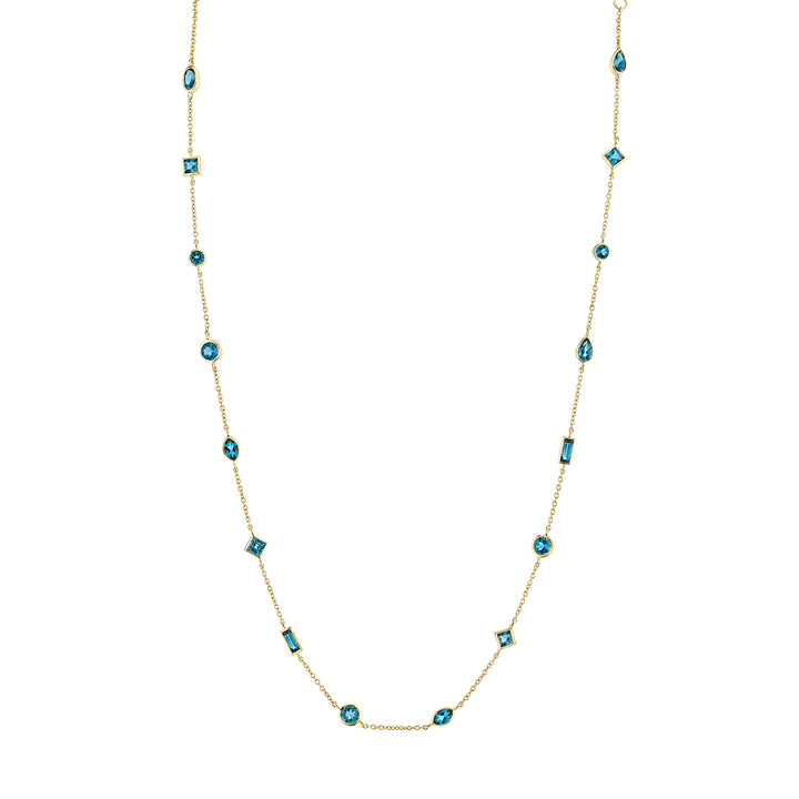 Bezel Set Mixed Shape London Blue Topaz Chain