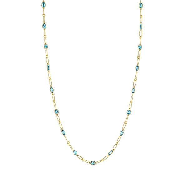 Swiss Blue Topaz Mixed Shape Lacey Chain
